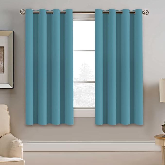 H.VERSAILTEX Blackout Curtain for Living Room Thermal Insulated Window Treatment Curtain 54 inch Length Energy Saving Solid Grommet Top Blackout Drape, One Panel, Storm Blue, 52" W x 54" L