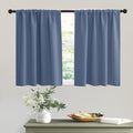 RYB HOME Short Stone Blue Blackout Curtains for Small Bedroom Window, Insulating UV Blocking Drapes for Kitchen Cafe Basement Garage, Privacy Tiers for Bathroom Window, Width 42 by Length 36, Set of 2