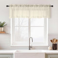 Cream Valances for Windows 14 inch Length 2 Panels Set, Small Voile Sheer Curtains for Bathroom, Soft Fabric Lightweight Light Filtering Kitchen Curtains, Dual Rod Pocket, 2x42Wx14L Inches
