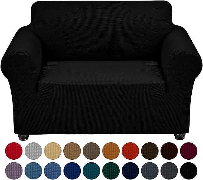 Joccun Stretch Chair Couch Cover,1-Piece Sofa Slipcover Spandex Jacquard Fabric Sofa Covers with Elastic Bottom,Washable Furniture Protector for Dogs,Cats,Kids(Armchair,Wide 35" - 55",Black)