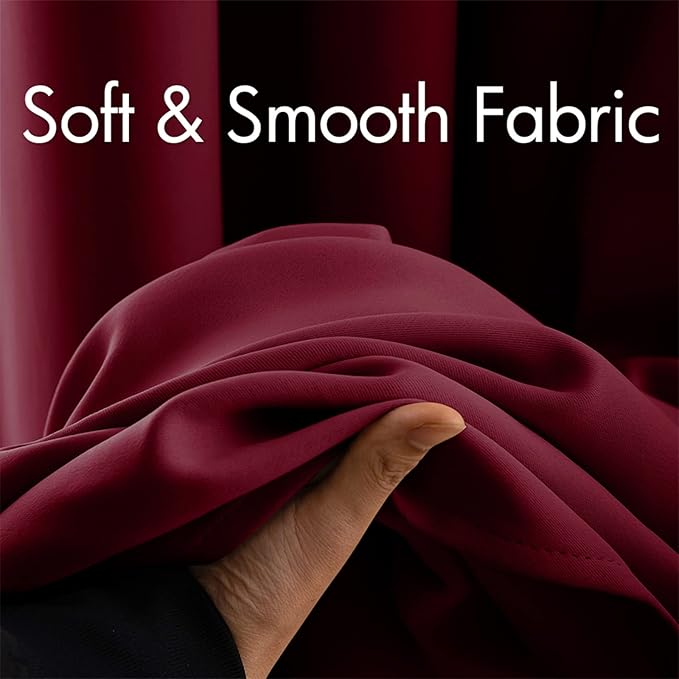 MIULEE 90" Long Blackout Curtains for Christmas, Room Darkening Thermal Insulated Drapes Solid Window Treatment Set Grommet Top Light Blocking Curtain for Living Room/Bedroom 2 Panels Wine Red
