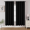CUCRAF Black Blackout Curtains 63 inch Length 2 Panels Set, Rod Pocket Room Darkening Drapes for Bedroom Living Room, Insulated Thermal Light Blocking Window Curtain (W52 x L63 Inch)