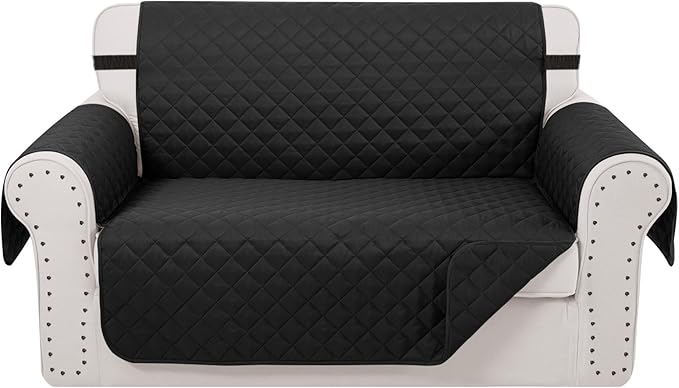 Reversible Loveseat Sofa Covers Couch Cover Furniture Protector(Loveseat,Black/Black)