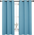 NICETOWN Window Treatment Thermal Insulated Solid Grommet Room Darkening Curtains/Drapes for Bedroom (Set of 2 Panels, 42 by 63 inches Long, Teal Blue=Light Blue)
