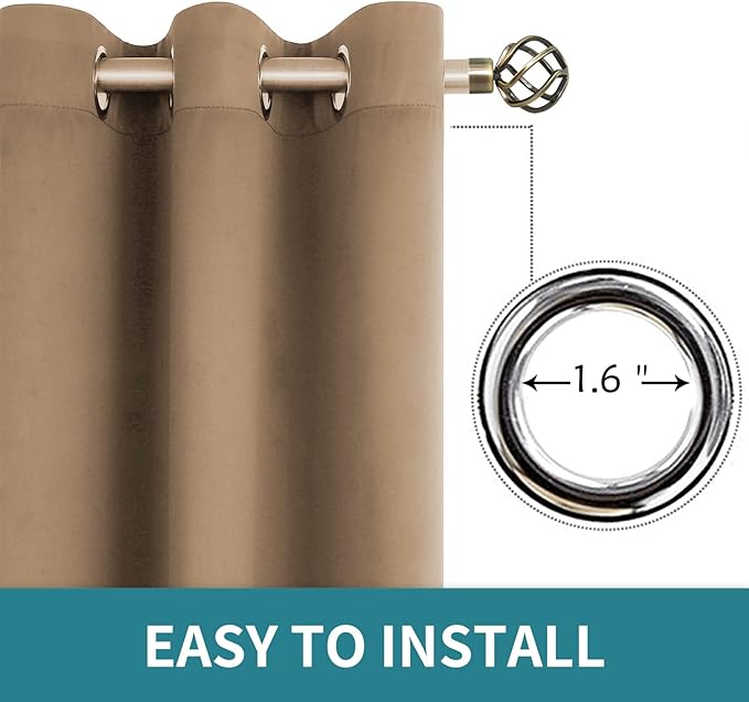 BGment Blackout Curtains for Living Room - Grommet Thermal Insulated Room Darkening Curtains for Bedroom, 2 Panels of 42 x 63 Inch, Taupe