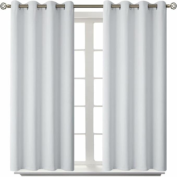 BGment Room Darkening Curtains 54 Inches Long - Grommet Thermal Insulated Drapes Window Treatment Curtains for Bedroom, 2 Panels, 52 x 54 Inch, Greyish White