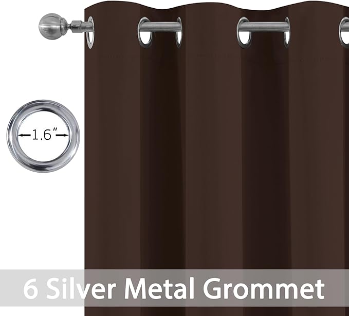 Yakamok Blackout Curtains Room Darkening Thermal Insulated Window Panels,Solid Grommet Top Drapes for Bedroom/Living Room(42Wx84L, Chocolate Brown, 2 Panels)