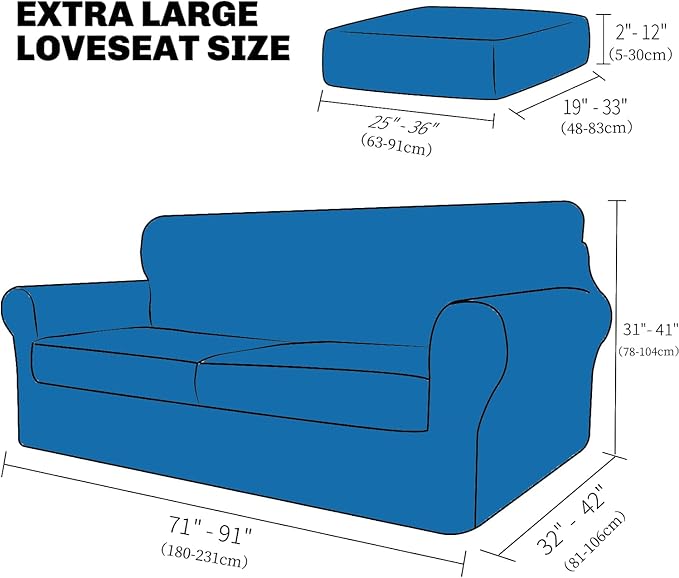 XINEAGE 2026 New 3 Pieces Couch Covers for 2 Extra Large Cushion Sofa Super Stretch Sofa Cover for 2 Large Seat Cushion Universal Loveseat Slip Cover for Living Room (Beige), 71"-91"(2 Cushions)