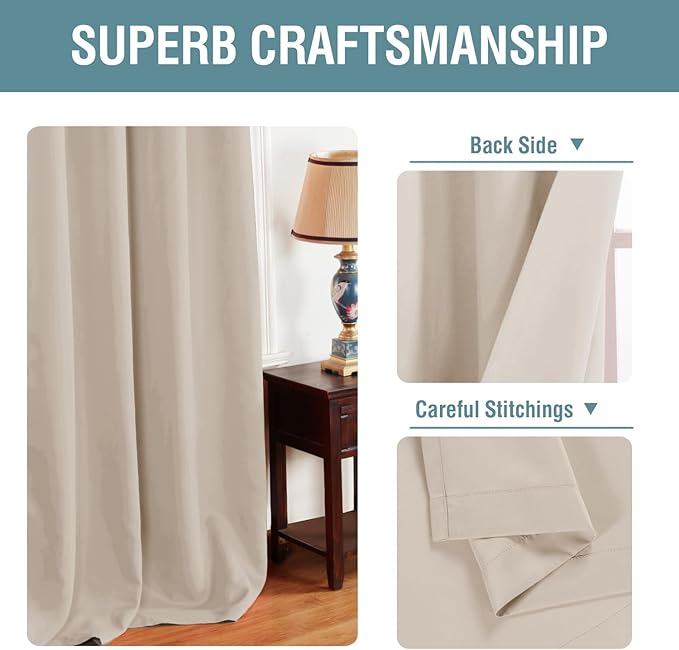 H.VERSAILTEX Blackout Curtain for Living Room Thermal Insulated Window Treatment Curtain Extra Long 84 inch Length Energy Saving Solid Grommet Top Blackout Drape, One Panel, Fog, 52" W x 84" L