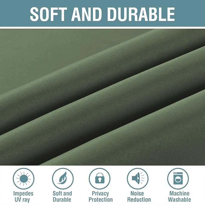 H.VERSAILTEX Green Blackout Curtain for Living Room Thermal Insulated Window Treatment Curtain Extra Long 102 inch Length Energy Saving Solid Blackout Drape, 1 Panel, Bronze Green, 52" W x 102" L