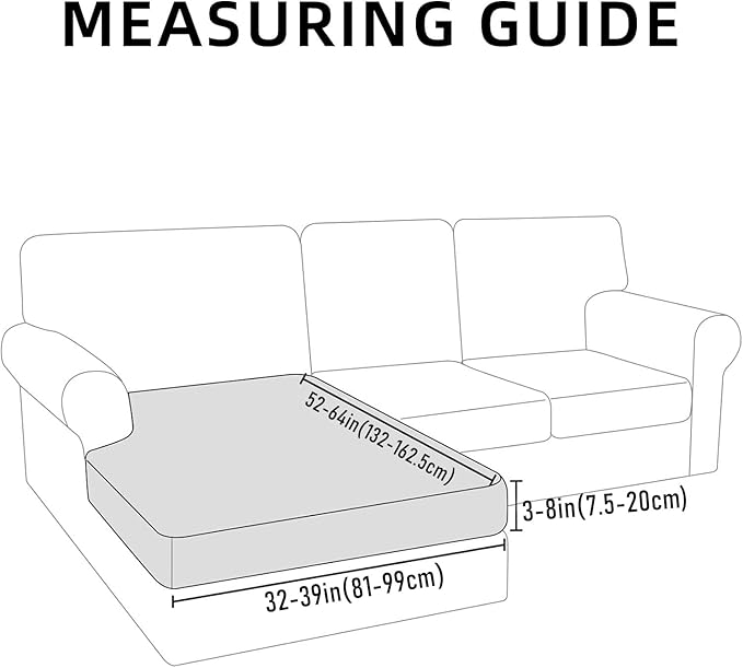 hyha Waterproof Sectional Couch Covers, Non Slip Sofa Couch Cushion Covers L Shape, Thick Stretch Jacquard Fabric, Washable Sofa Slipcovers with Elastic Bottom (1 Piece for Chaise, Taupe)