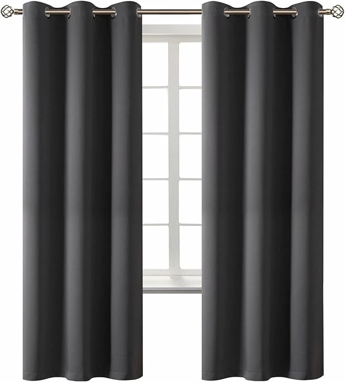 BGment Blackout Curtains - Grommet Thermal Insulated Room Darkening Bedroom and Living Room Curtain, Set of 2 Panels (42 x 72 Inch, Dark Grey)