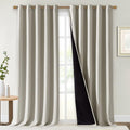 NICETOWN Natural 100% Blackout Curtains for Windows, Super Heavy-Duty Black Lined Total Darkness Drapes for Bedroom, Privacy Assured Window Treatment for Patio (Pack of 2, 70 inches W x 108 inches L)
