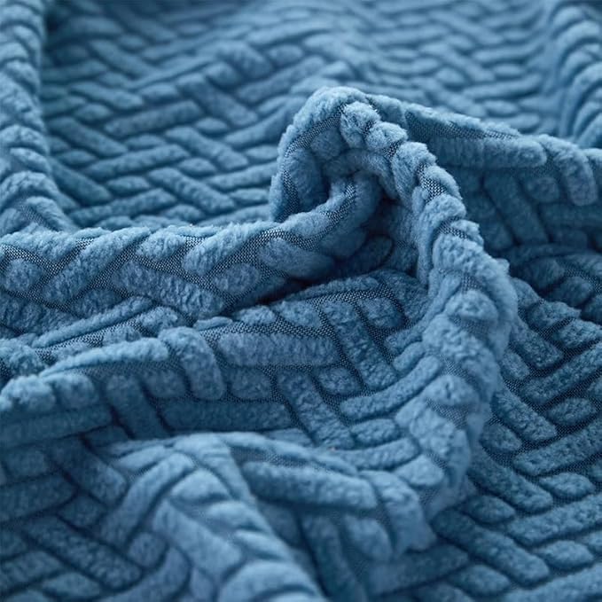 Couch Covers for 2 Cushion Sofa Pet Friendly Couch Cushion Covers Universal Sofa Covers Washable Stretch Slipcovers for Sectional Sofa (Texture Blue,Large Double Seat Cover)