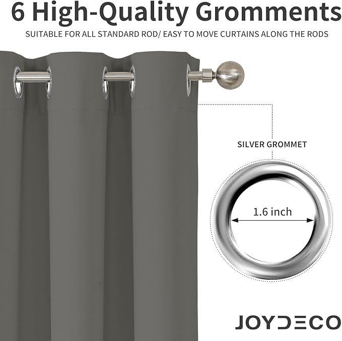 Joydeco Blackout Curtains 108 Inches Long 2 Panels Set, Thermal Insulated Long Curtains& Drapes 2 Burg, Room Darkening Drapes for Bedroom Living Room Window (Light Grey, W37 x L108 Inch)