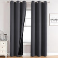 ChrisDowa 100% Blackout Curtains 72 inch Long for Bedroom with Black Liner, 2 Thick Layers Total Blackout Thermal Insulated Grommet Window Curtains 2 Panels Set (Dark Grey, 42 x 72 Inch)