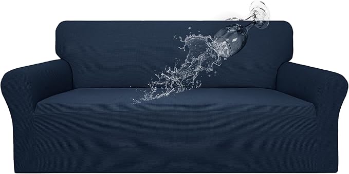 Easy-Going 100% Waterproof Couch Cover, Dual Waterproof Sofa Cover, Stretch Jacquard Sofa Slipcover, Leakproof Furniture Protector for Kids, Pets, Dog and Cat (Oversized Sofa, Dark Blue)