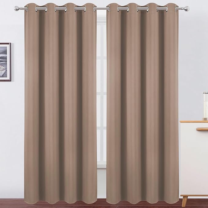 LEMOMO Blackout Curtains 52 x 120 Inch Long Cappuccino Curtains Set of 2 Panels Room Darkening Curtains for Bedroom and Living Room