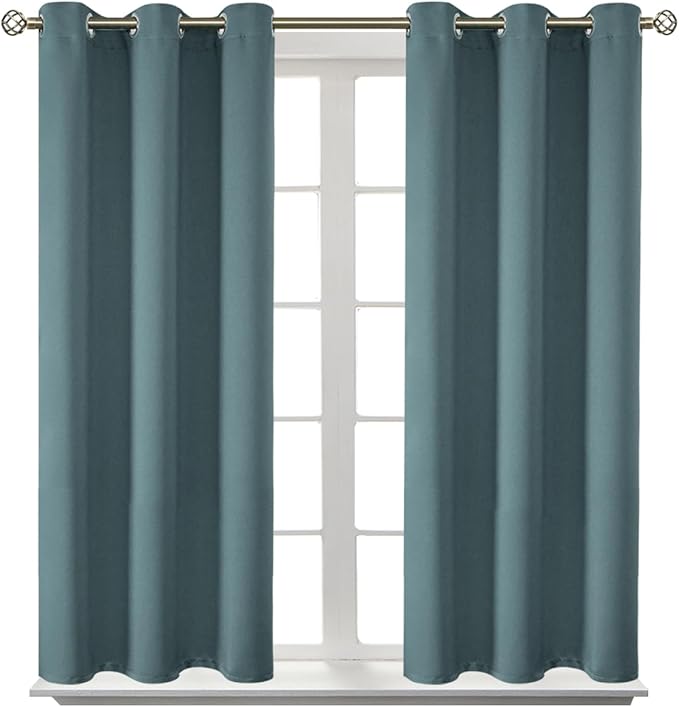 BGment Room Darkening Curtains 54 Inches Long - Grommet Thermal Insulated Drapes Window Treatment Curtains for Bedroom, 2 Panels, 38 x 54 Inch, Stone Blue