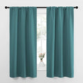 NICETOWN Bedroom Curtains, Three Pass Microfiber Noise Reducing Thermal Insulated Solid Rod Pocket Blackout Window Curtains for Kids Room (Sea Teal, 2 Panels, 34-inch x 63-inch)