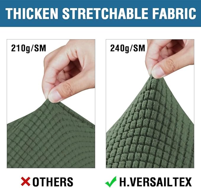 H.VERSAILTEX 4 Piece Stretch Sofa Covers for 3 Cushion Couch Covers for Living Room Furniture Slipcovers (Base Cover Plus 3 Seat Cushion Covers) Thicker Jacquard Fabric (Large Sofa, Bronze Green)