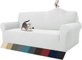 ZNSAYOTX 1 Piece Jacquard Couch Covers for 3 Cushion Couch Living Room High Stretch Sofa Cover Pets Dogs Friendly Anti Slip Thickened Slipcovers Furniture Protector (Large, White)