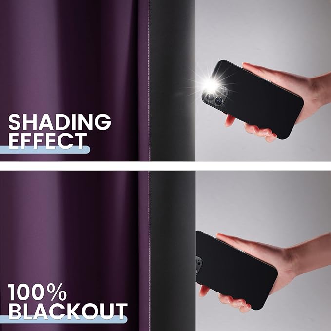 SimpleHome Blackout Curtains Ombre for Living Room,Room Darkening Purple Curtains Set of 2 Panels Thermal Insulated Bedroom Curtains，52 x 84 Inch
