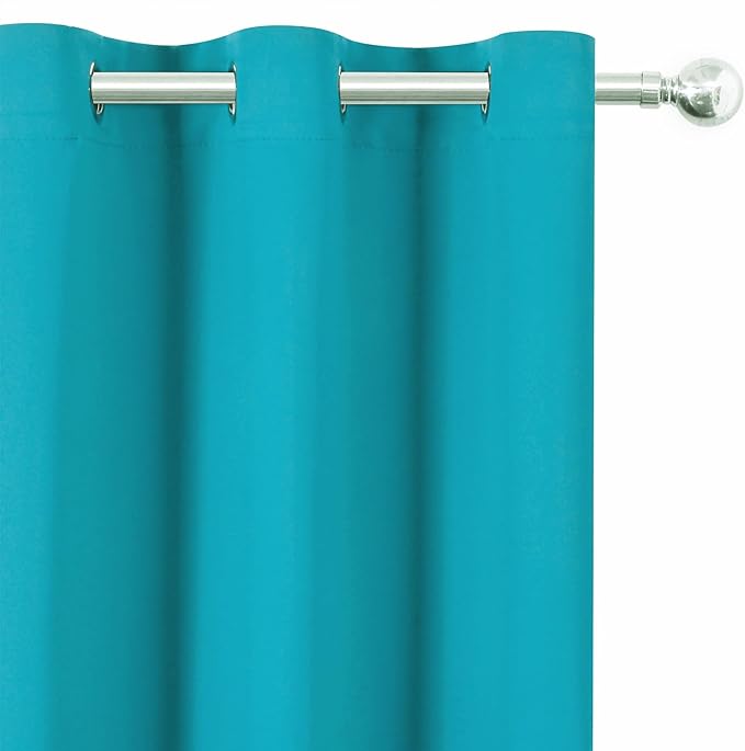 LEMOMO Blackout Curtains 66 x 54 Inch Long Teal Curtains Set of 2 Panels Room Darkening Curtains for Bedroom and Living Room