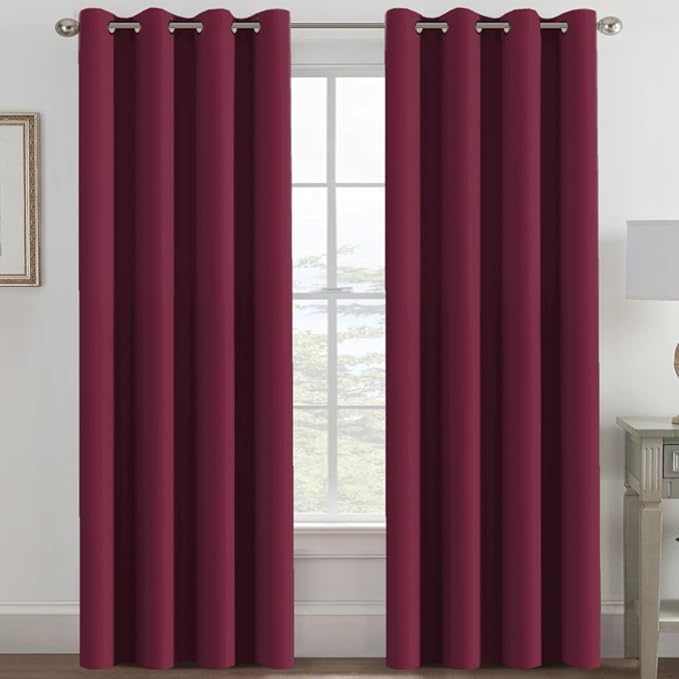 H.VERSAILTEX Light Blocking Blackout Curtains Window Treatment Thermal Insulated Grommet Energy Saving Curtains/Drapes for Bedroom/Living Room (52 x 90 Inch, Burgundy Red)