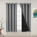 Yakamok Thermal Insulated 100% Blackout Curtains for Bedroom, Heat and Full Light Blocking Drapes with Black Liner for Living Room, 54 inches Length (Grey, 2 Panels, 52 inches Wide Each Panel)