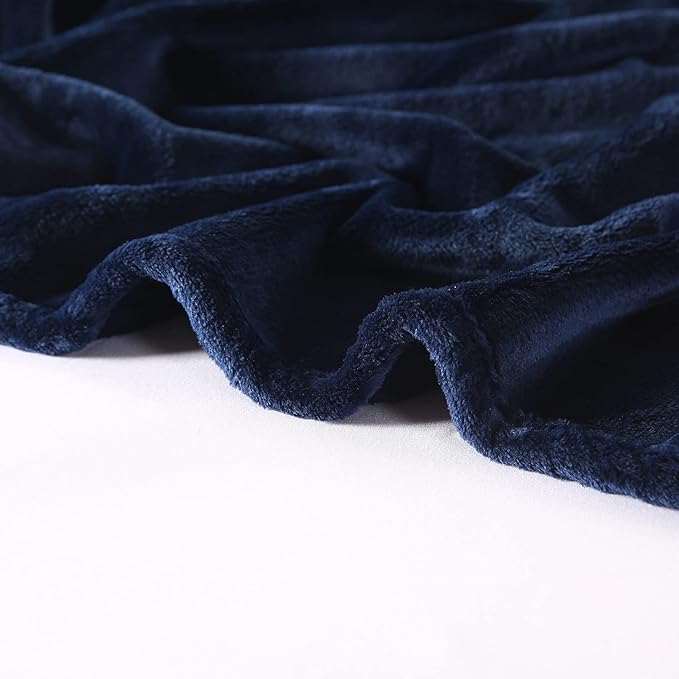 TASTHROW Large Flannel Fleece Throw Blanket, 90×108 Inch - Cozy Lightweight Thick Blanket - All Seasons Suitable for Women, Men and Kids (Navy)