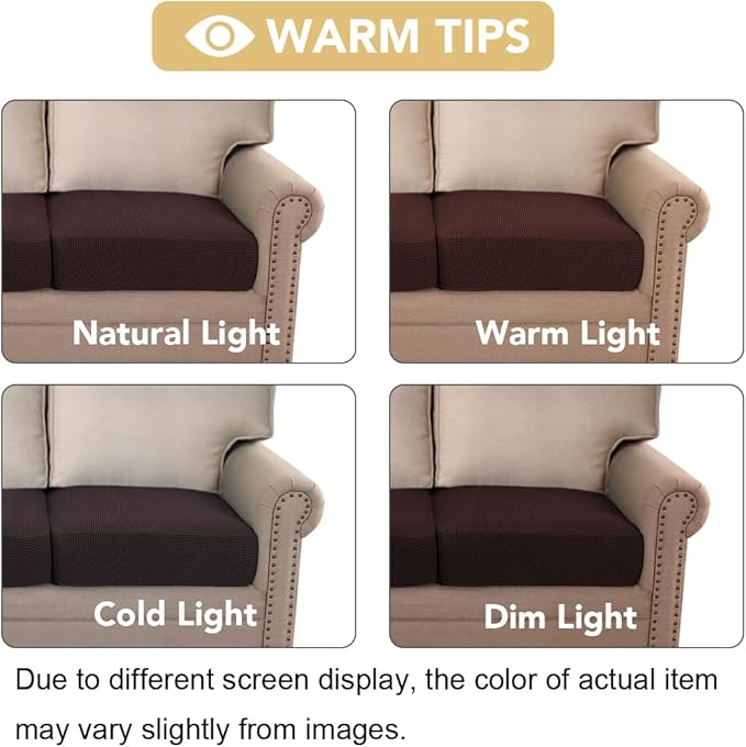H.VERSAILTEX Super Stretch Couch Cushion Covers Sofa Cushion Slipcovers Jacquard Fabric Individual Seat Couch Slipcover Sets for Pets with Elastic Bottom(3 Packs Cushion Sofa Covers, Chocolate)