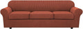 H.VERSAILTEX 4 Piece Stretch Sofa Covers for 3 Cushion Couch Covers for Living Room Furniture Slipcovers (Base Cover Plus 3 Seat Cushion Covers) Thicker Jacquard Fabric (Large Sofa, Rust)