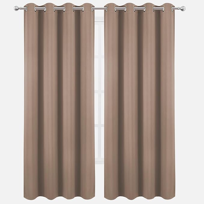LEMOMO Blackout Curtains 52 x 90 Inch Long Cappuccino Curtains Set of 2 Panels Room Darkening Curtains for Bedroom and Living Room