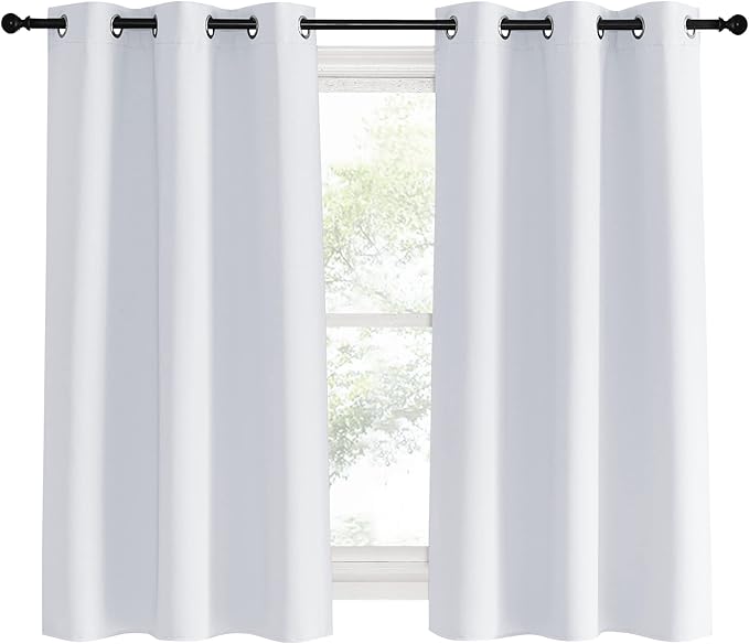 NICETOWN Room Darkening Draperies Curtains Panels, Greyish White, 2 Panels, 42 by 60, Window Treatment Thermal Insulated Grommet Room Darkening Curtains/Drapes for Bedroom