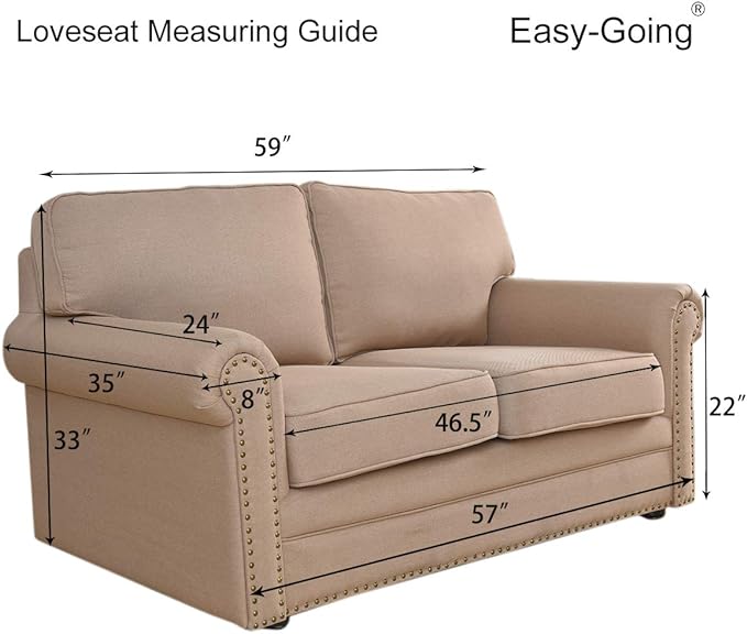 Easy-Going Reversible Loveseat Couch Cover for 2 Cushion Couch Sofa Cover for Dogs Water Resistant Furniture Protector with Foam Sticks Elastic Straps for Pet (Loveseat, Wine/Beige)