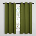 NICETOWN Window Curtain Panels, Christmas Window Decoration Thermal Insulated Solid Grommet Blackout Draperies/Drapes for Bedroom (1 Pair, 34 by 54-inch, Olive Green)
