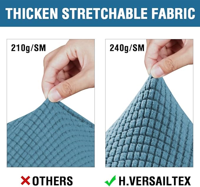 4 Piece Stretch Sofa Covers for 3 Cushion Couch Covers for Living Room Furniture Slipcovers (Base Cover Plus 3 Seat Cushion Covers) Upgraded Thicker Jacquard Fabric (XL Sofa, Storm Blue)
