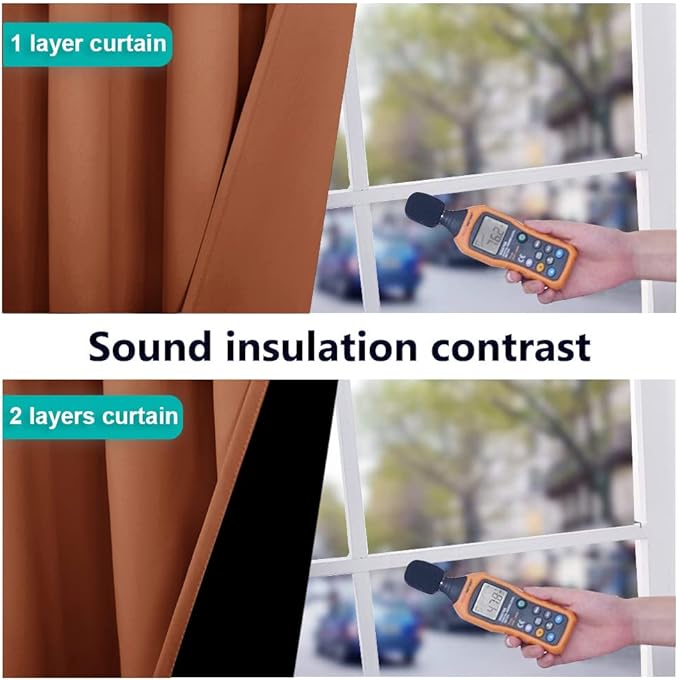 NICETOWN 100% Blackout Curtains 57 inches Long, Double-Deck Completely Blackout Window Treatment Thermal Insulated Lined Drapes for Small Window (Burnt Orange, 1 Pair, 55 inches Width Each Panel)