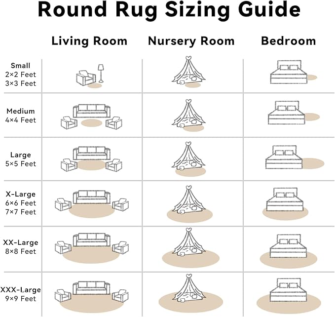 OLANLY Beige Round Rugs for Bedroom - Machine Washable, 4 ft Circle Area Rugs for Living Room, Soft and Fluffy Shaggy Carpet for Teen Girls and Boys, Nursery Rooms, Dorms, Home Decor Aesthetic