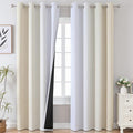 Estelar Textiler Beige and Greyish White Blackout Curtains 102 Inches Long for Bedroom, Thermal Insulated Full Room Darkening Grommet Gradient Drapes for Living Room, 52Wx102L, 2 Panels