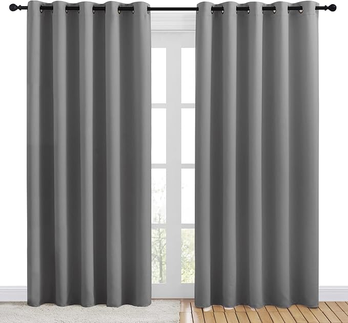 NICETOWN Bedroom Curtains Blackout Drapery Panels, Three Pass Microfiber Thermal Insulated Solid Ring Top Blackout Window Curtains/Drapes (Two Panels, 70 x 84 inches)