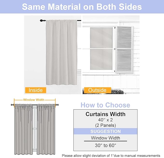 Simplebrand Ava Natural Blackout Curtains for Bedroom, 78 Inch Length, 2 Panels Set, Privacy Thermal Insulated Rod Pocket Window Curtains for Patio, French Door, W40 x L78 Inch
