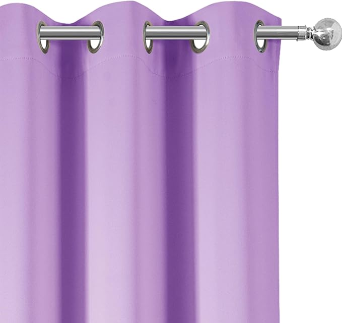 LEMOMO Blackout Curtains 66 x 72 Inch Long Lavender Curtains Set of 2 Panels Room Darkening Curtains for Bedroom and Living Room