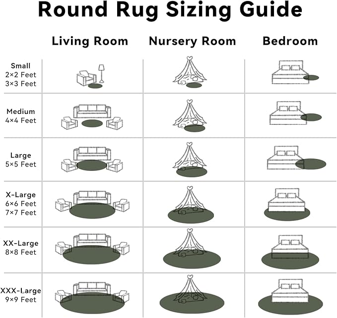 OLANLY Olive Green Round Rugs for Bedroom - Machine Washable, 4 ft Circle Area Rugs for Living Room, Soft and Fluffy Shaggy Carpet for Teen Girl and Boys, Nursery Rooms, Dorms, Home Decor Aesthetic
