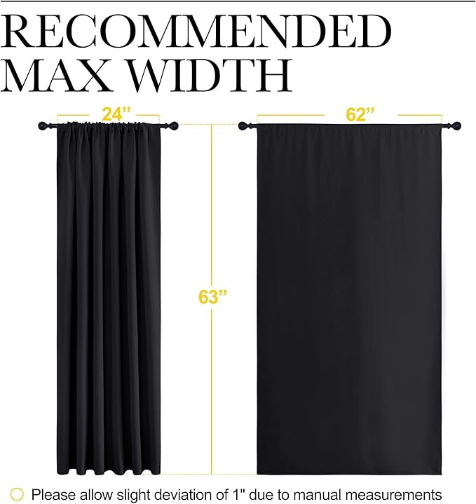 NICETOWN Halloween Black Blackout Curtain Blinds - Solid Thermal Insulated Window Treatment Blackout Drapes for Bedroom (2 Panels, 62 inches Wide by 63 inches Long)