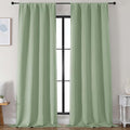 Simplebrand Ava Light Green Blackout Curtains for Bedroom 96 Inches Long 2 Panels, Solid Thermal Insulated, Energy Saving Nursery Window Treatment Curtains Blackout Drapes, W50 x L96 Inch, Light Green