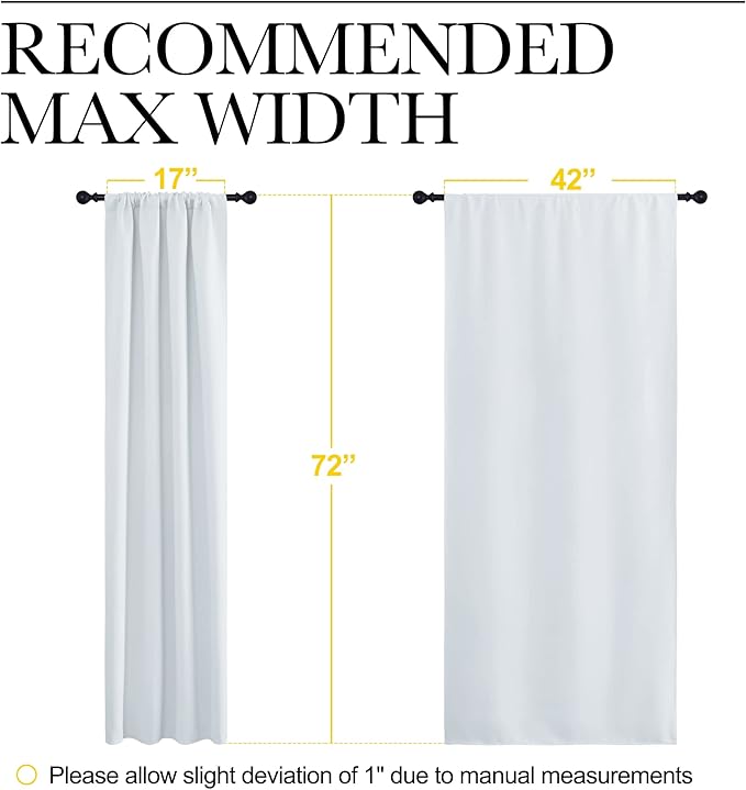 NICETOWN Kitchen Room Darkening Curtains - Window Treatment Thermal Insulated Rod Pocket Room Darkening Curtains/Drapes for Bedroom (2 Panels, 42 by 72, Greyish White)