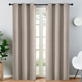 Yakamok Room Darkening Blackout Curtains Thermal Insulated Grommet Curtain Panels for Bedroom, 38W x 90L, Natural, 2 Panels
