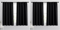 RYB HOME Bedroom Blackout Curtains - Black Curtains Solar Light Block Insulated Drapes Energy Saving for Bedroom Dining Living Room, 42 x 45 inches Long, Black, Set of 2 (Pack of 2)